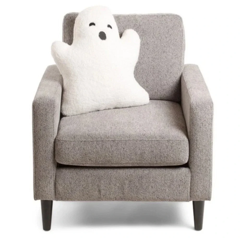 New Martha Stewart White Sherpa Ghost Shaped Throw Pillow 19x22